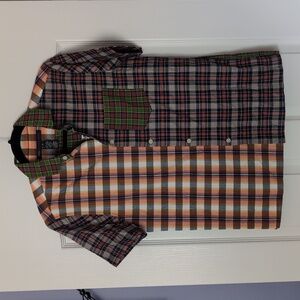 NWT Marc By Marc Jacobs  Multi Orange Plaid Button Up Short Sleeve